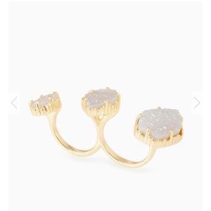 Naomi Gold Double Ring In Iridescent Drusy NWT